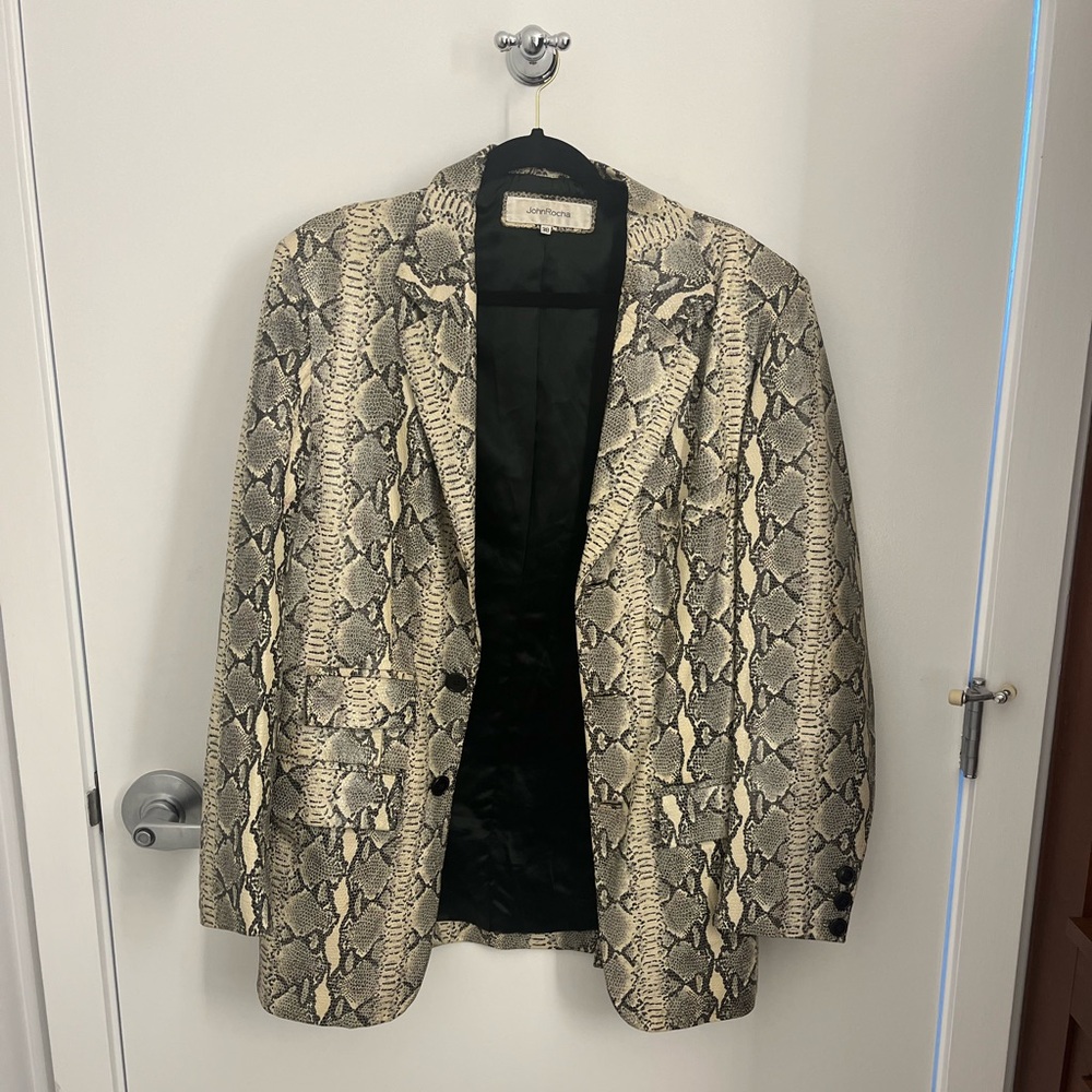 Vintage Crocodile Faux Leather Jacket - JohnRocha Size 38